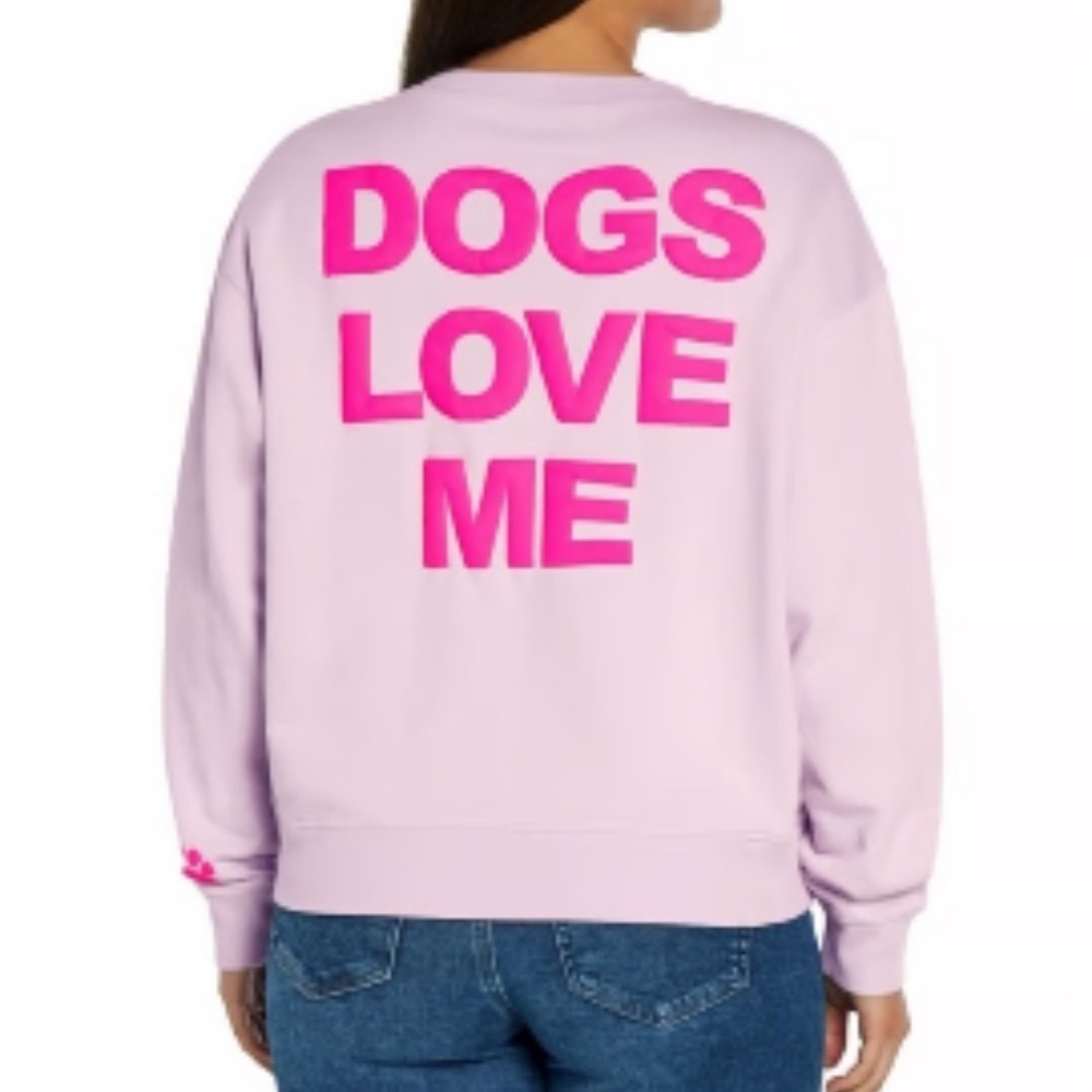Wildfox Pink & Lilac “Dogs Love Me”Crewneck Sweatshirt, Size Large